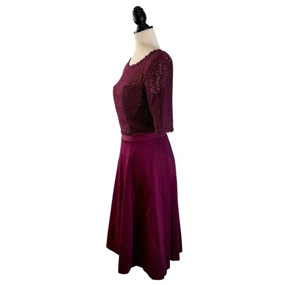 Boden LISA Dress Purple Lace Fit & Flare Ponte Knit, New w/ Tags, Size US 4 Boden LISA Dress Purple Lace Fit & Flare Ponte Knit, New w/ Tags, Size US 4